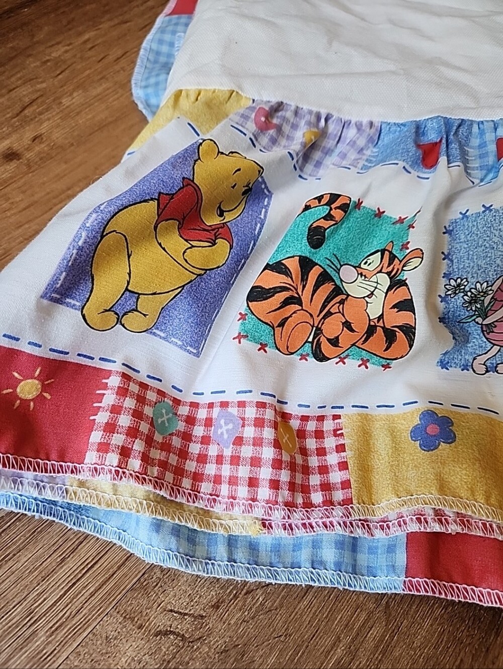 Vintage Disney Winnie the Pooh Crib Dust Ruffle Bedding Skirt Tigger Patchwork
